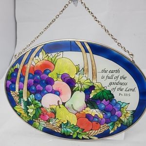 Amia Hand-painted Stained Glass Oval Suncatcher